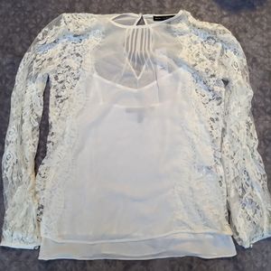 WHBM white cami with lace overlay